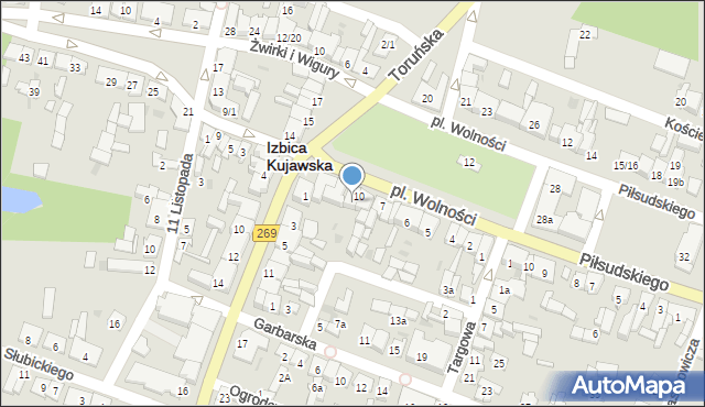 Izbica Kujawska, Plac Wolności, 11, mapa Izbica Kujawska
