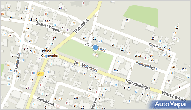 Izbica Kujawska, Plac Wolności, 12, mapa Izbica Kujawska