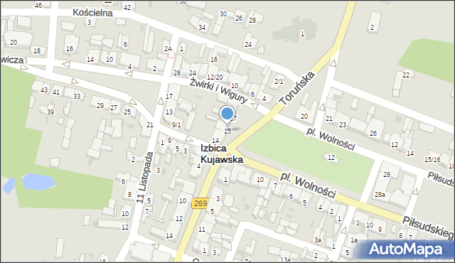 Izbica Kujawska, Plac Wolności, 15, mapa Izbica Kujawska