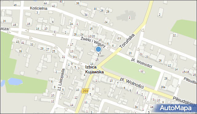 Izbica Kujawska, Plac Wolności, 16, mapa Izbica Kujawska