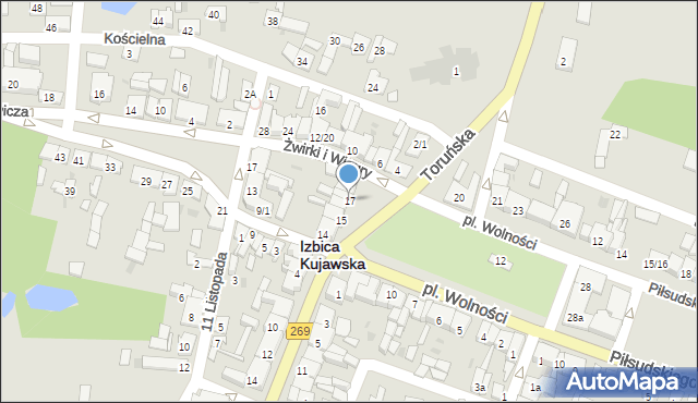Izbica Kujawska, Plac Wolności, 17, mapa Izbica Kujawska