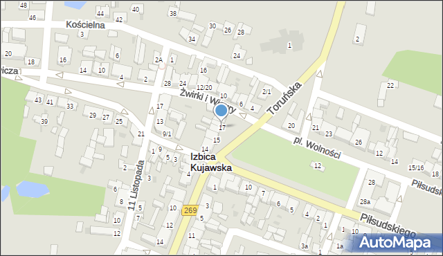 Izbica Kujawska, Plac Wolności, 17, mapa Izbica Kujawska