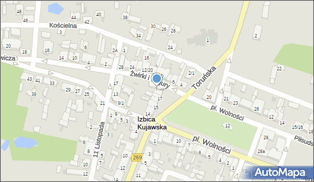 Izbica Kujawska, Plac Wolności, 19, mapa Izbica Kujawska