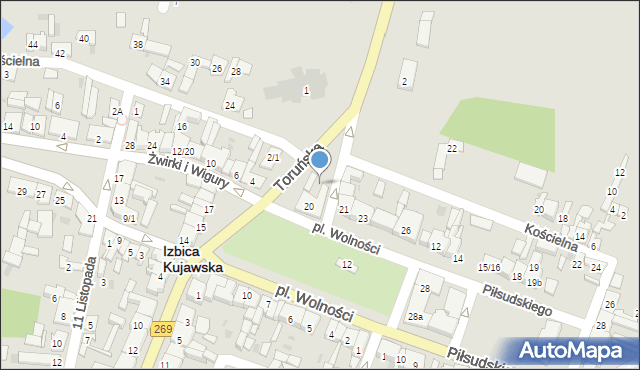 Izbica Kujawska, Plac Wolności, 21b, mapa Izbica Kujawska