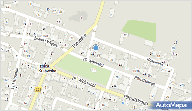 Izbica Kujawska, Plac Wolności, 22, mapa Izbica Kujawska