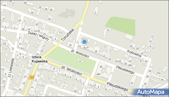 Izbica Kujawska, Plac Wolności, 23, mapa Izbica Kujawska