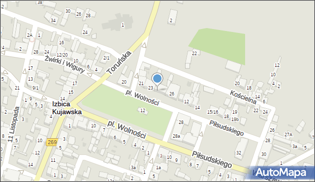 Izbica Kujawska, Plac Wolności, 24, mapa Izbica Kujawska