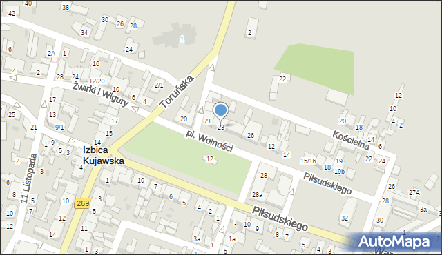 Izbica Kujawska, Plac Wolności, 25, mapa Izbica Kujawska