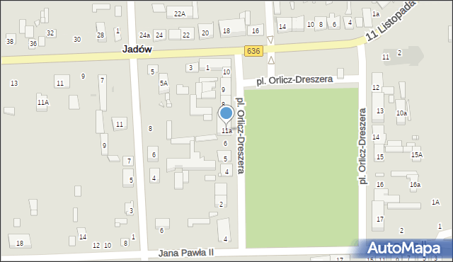 Jadów, Plac Orlicz-Dreszera Gustawa, gen., 11a, mapa Jadów