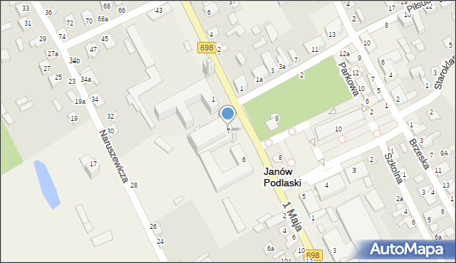 Janów Podlaski, Plac Partyzantów, 7, mapa Janów Podlaski