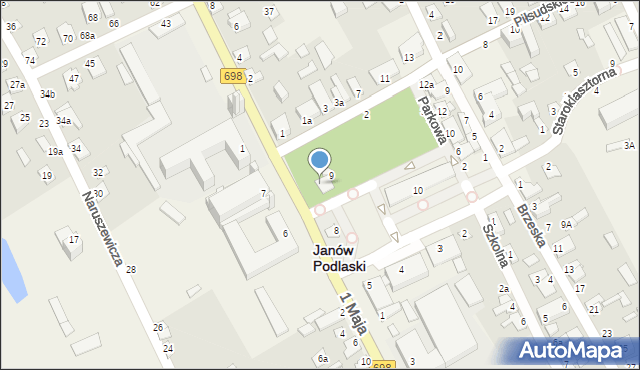 Janów Podlaski, Plac Partyzantów, 9A, mapa Janów Podlaski