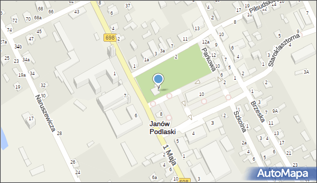 Janów Podlaski, Plac Partyzantów, 9B, mapa Janów Podlaski