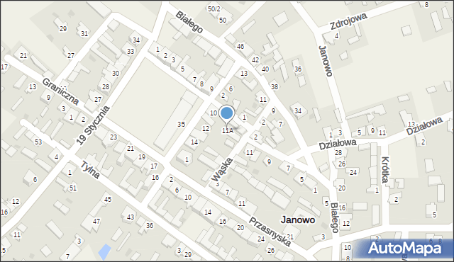 Janowo, Plac Kościuszki Tadeusza, gen., 11A, mapa Janowo