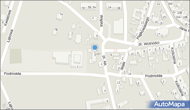 Jasień, Plac Armii Krajowej, 2, mapa Jasień