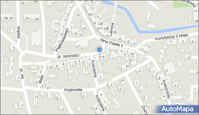 Jasień, Plac Wolności, 2, mapa Jasień