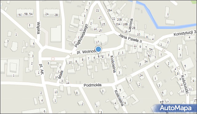 Jasień, Plac Wolności, 5, mapa Jasień