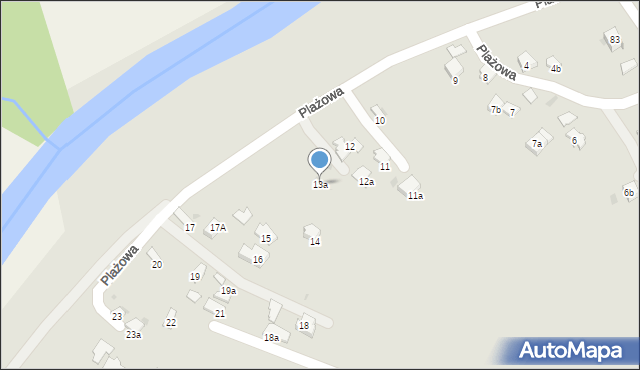 Jasło, Plażowa, 13a, mapa Jasła