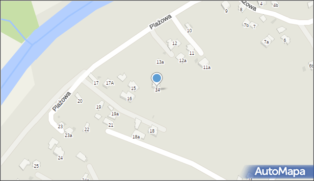 Jasło, Plażowa, 14, mapa Jasła