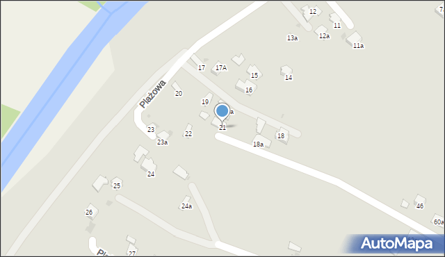 Jasło, Plażowa, 21, mapa Jasła