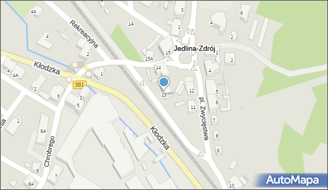 Jedlina-Zdrój, Plac Zwycięstwa, 13, mapa Jedlina-Zdrój