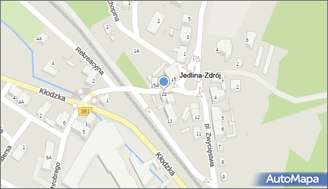 Jedlina-Zdrój, Plac Zwycięstwa, 14, mapa Jedlina-Zdrój