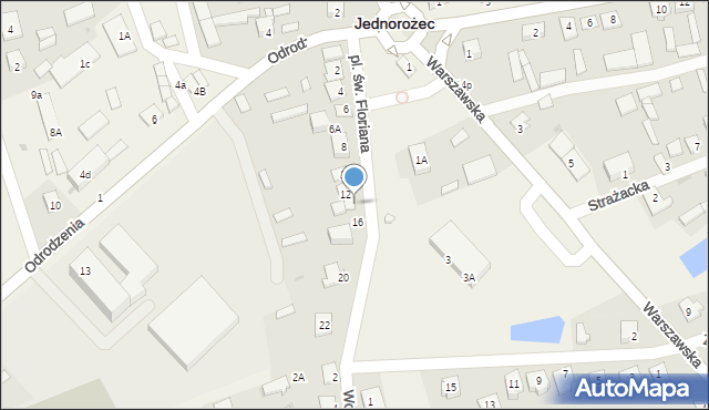 Jednorożec, Plac św. Floriana, 14, mapa Jednorożec