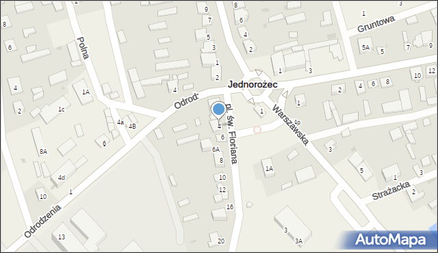 Jednorożec, Plac św. Floriana, 4, mapa Jednorożec