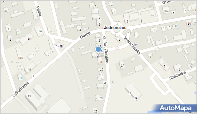 Jednorożec, Plac św. Floriana, 6A, mapa Jednorożec
