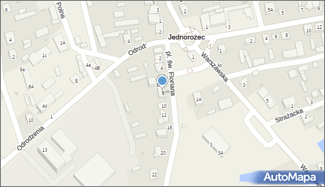 Jednorożec, Plac św. Floriana, 8, mapa Jednorożec