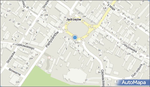 Jędrzejów, Plac Kościuszki Tadeusza, gen., 7, mapa Jędrzejów