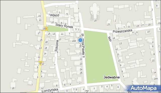 Jedwabne, Plac Jana Pawła II, 20, mapa Jedwabne