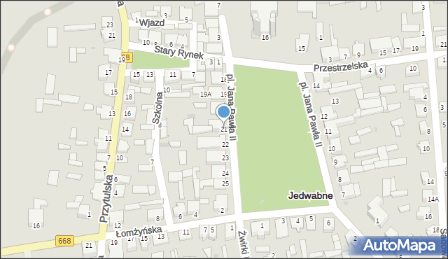 Jedwabne, Plac Jana Pawła II, 21, mapa Jedwabne