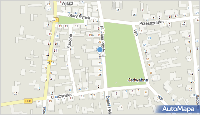 Jedwabne, Plac Jana Pawła II, 22, mapa Jedwabne
