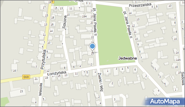 Jedwabne, Plac Jana Pawła II, 25, mapa Jedwabne