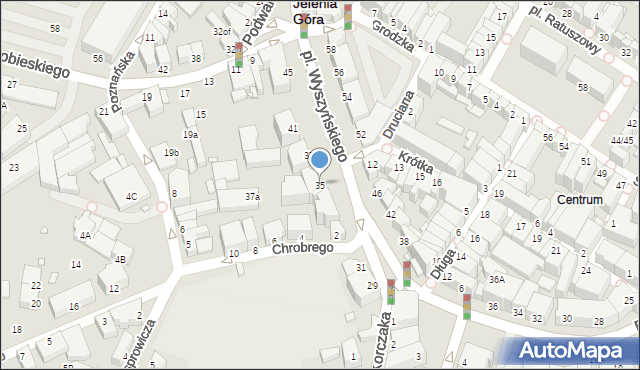 Jelenia Góra, Plac Wyszyńskiego Stefana, ks. kard., 35, mapa Jelenia Góra
