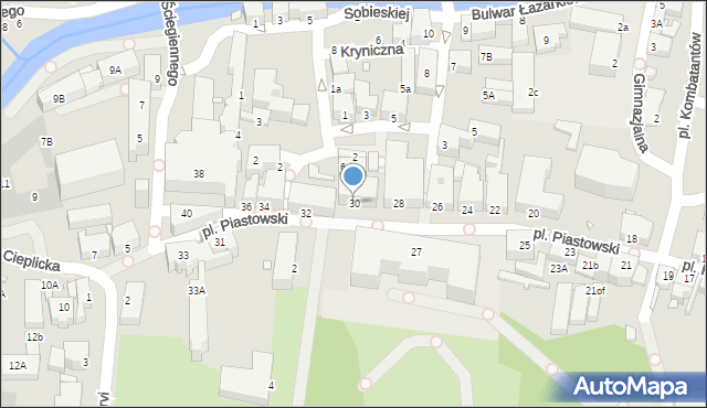 Jelenia Góra, Plac Piastowski, 30, mapa Jelenia Góra