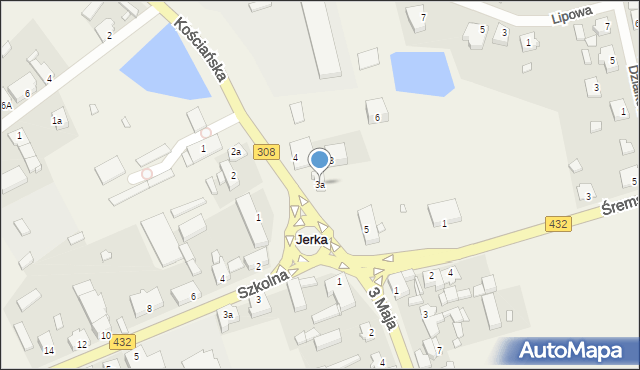 Jerka, Plac Powstańców, 3a, mapa Jerka