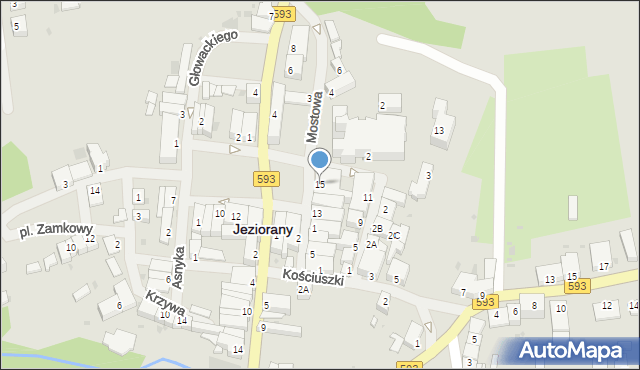 Jeziorany, Plac Jedności Narodowej, 15, mapa Jeziorany