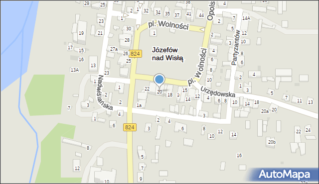 Józefów nad Wisłą, Plac Wolności, 20, mapa Józefów nad Wisłą