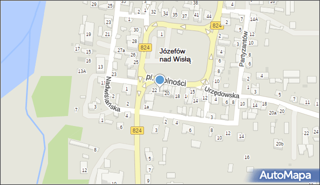 Józefów nad Wisłą, Plac Wolności, 21, mapa Józefów nad Wisłą