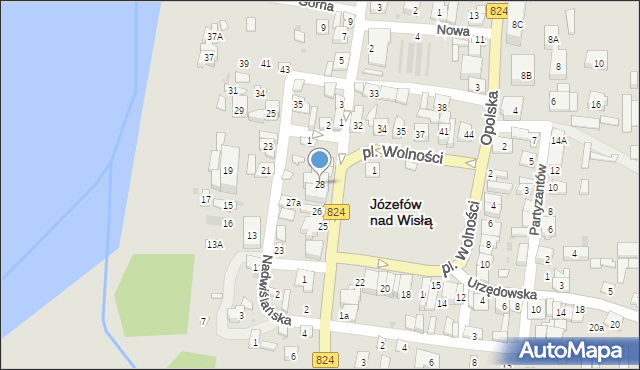 Józefów nad Wisłą, Plac Wolności, 28, mapa Józefów nad Wisłą