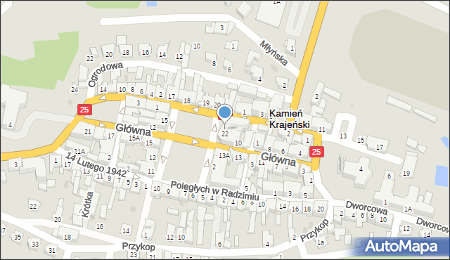 Kamień Krajeński, Plac Odrodzenia, 22/23, mapa Kamień Krajeński