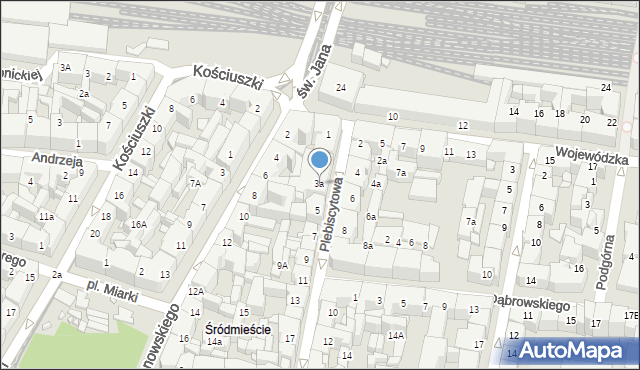 Katowice, Plebiscytowa, 3a, mapa Katowic