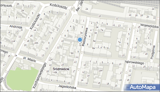 Katowice, Plebiscytowa, 7, mapa Katowic