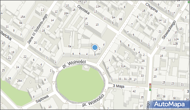 Katowice, Plac Wolności, 3, mapa Katowic