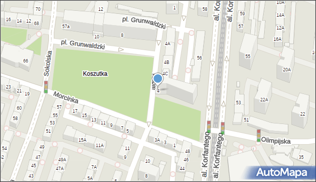 Katowice, Plac Grunwaldzki, 4, mapa Katowic