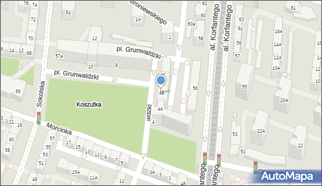 Katowice, Plac Grunwaldzki, 4B, mapa Katowic