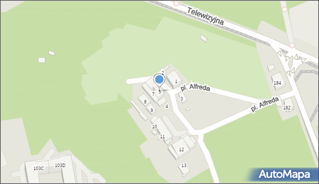 Katowice, Plac Alfreda, 5, mapa Katowic