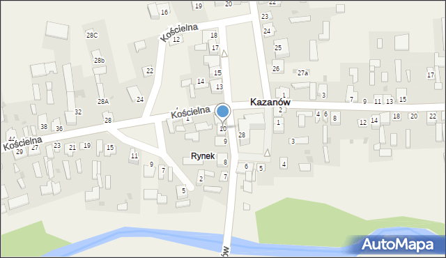 Kazanów, Plac Partyzantów, 10, mapa Kazanów