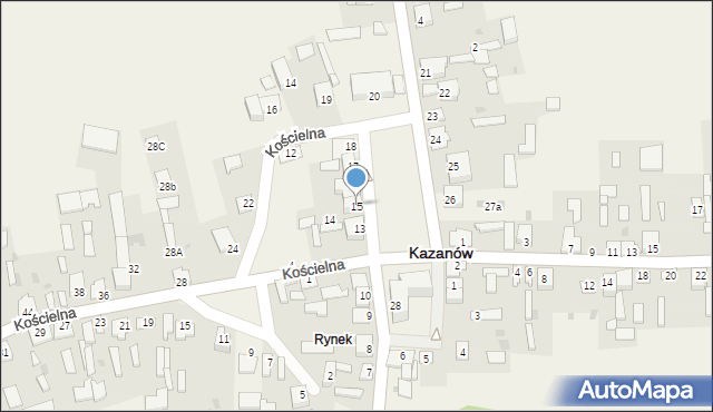 Kazanów, Plac Partyzantów, 15, mapa Kazanów